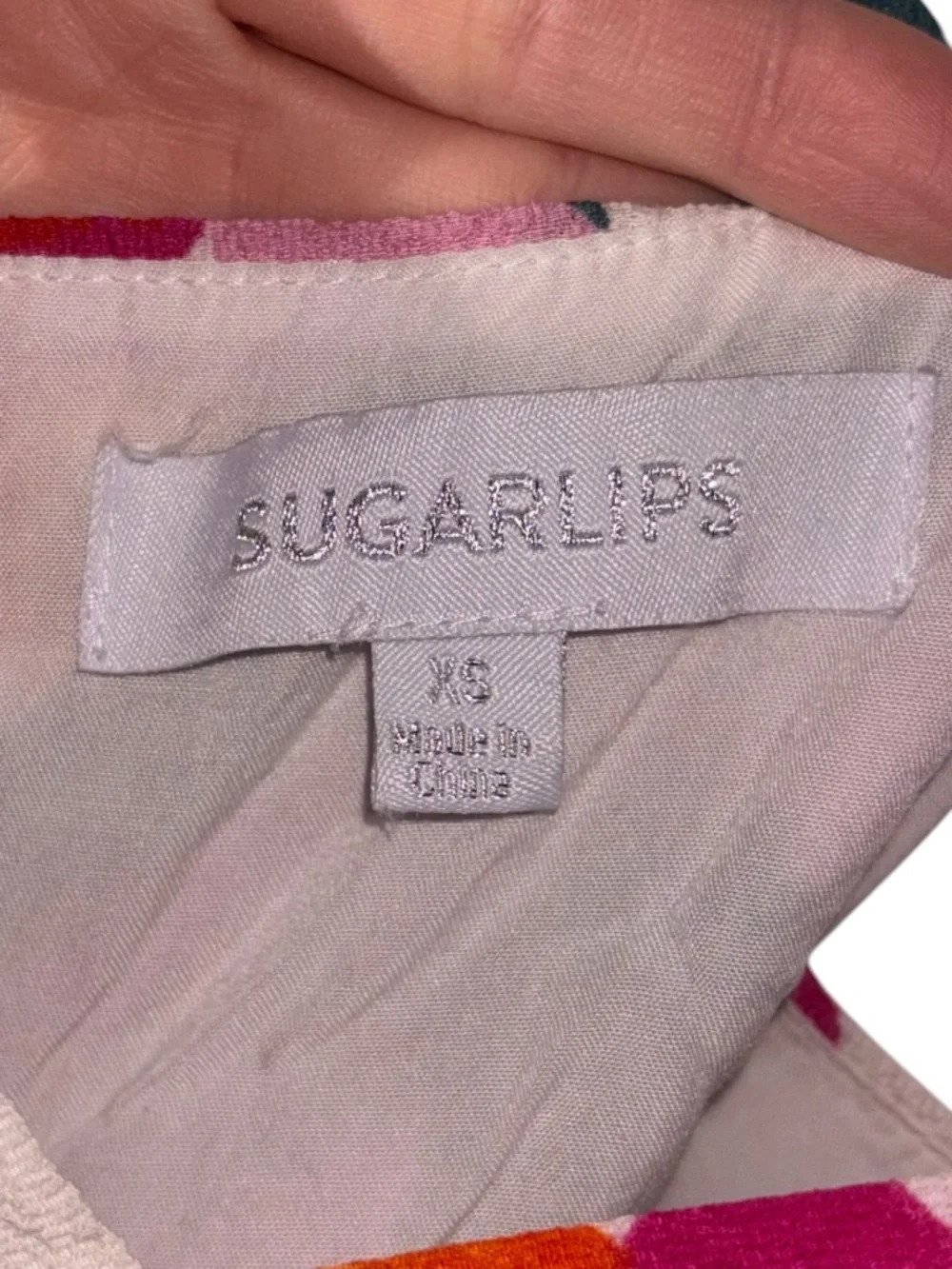 SugarLips Floral Tie Strap Crop Top XS Resort Vacation Bralette Top‎